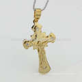 Ouro jóias principais material 24k ouro jesus cruz pendente jóias